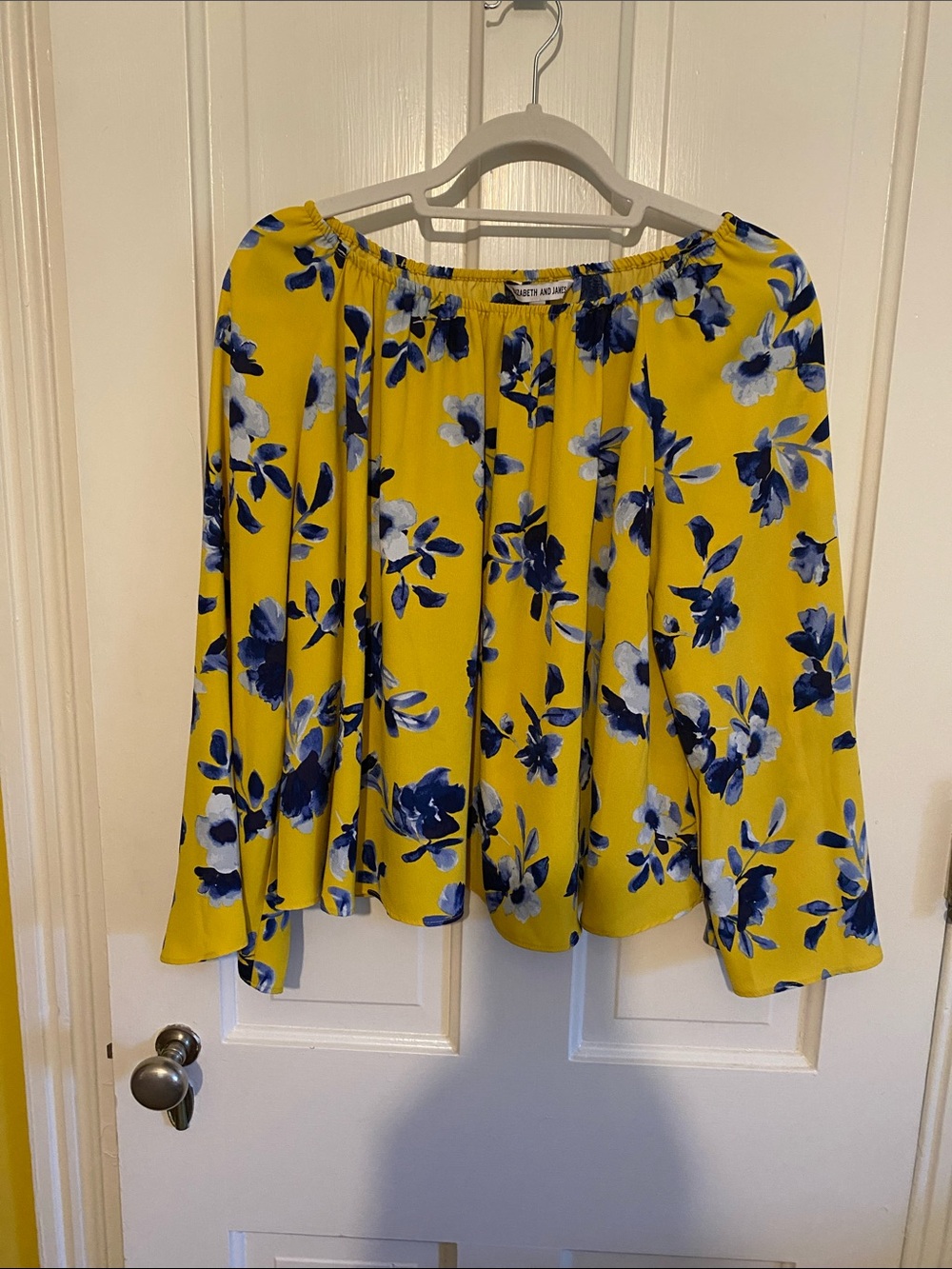 Elizabeth and James Yellow Floral Off-Shoulder Blouse